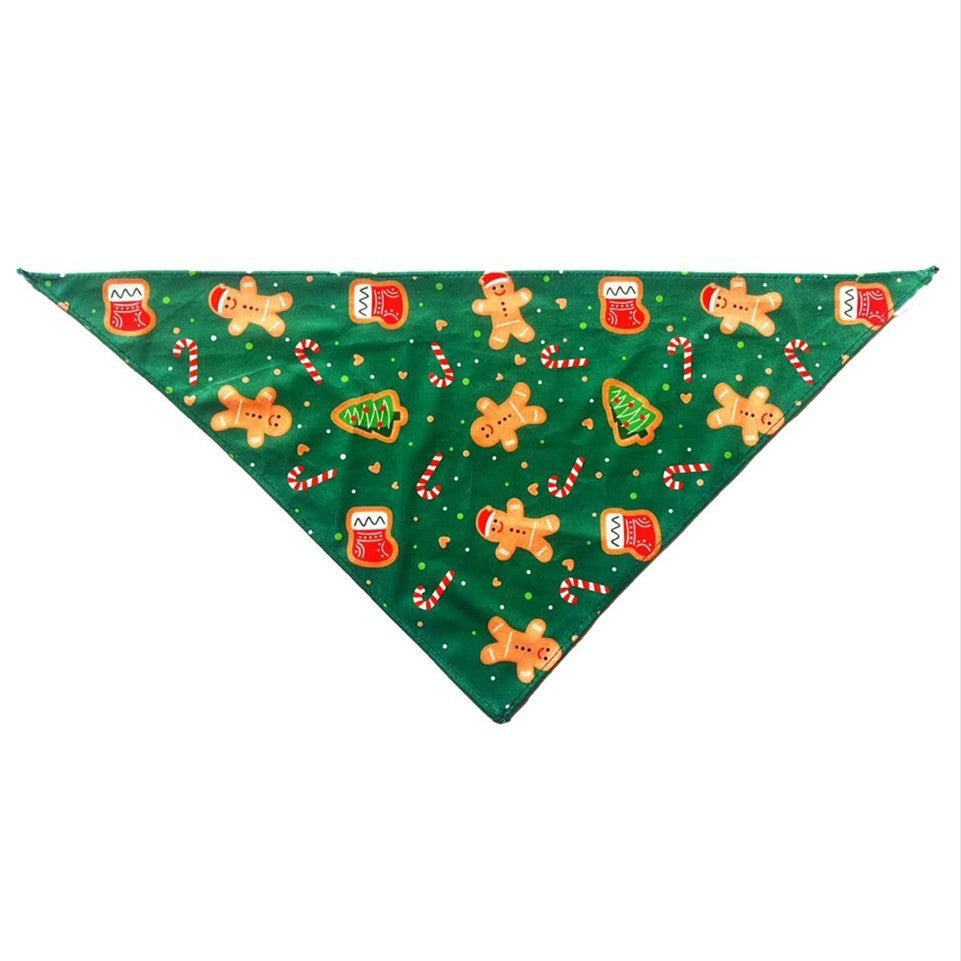 Christmas Pet Triangle Scarf with Cartoon Print for Cats and Dogs