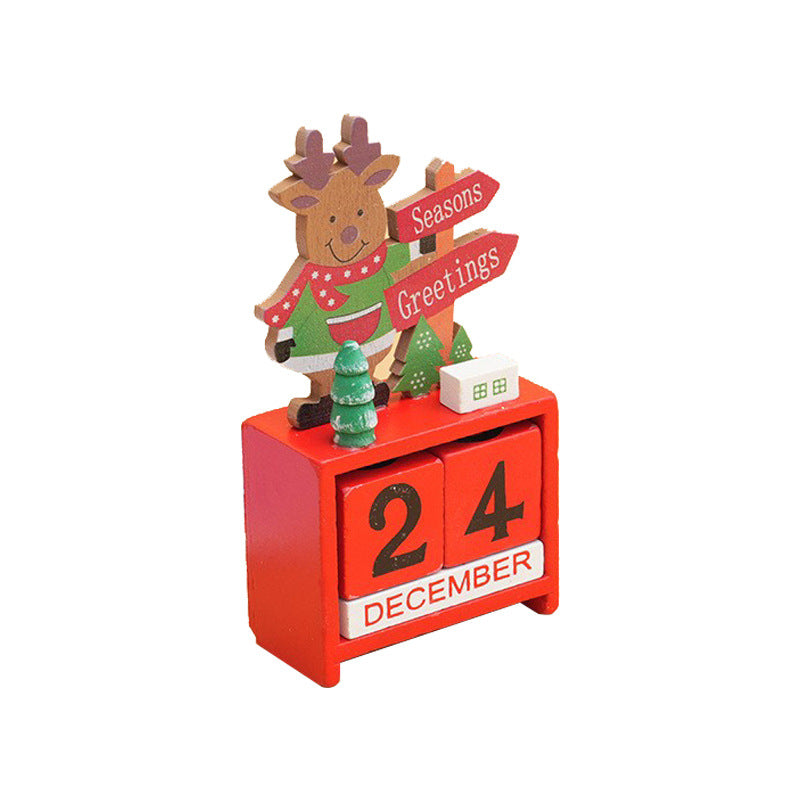 Wooden Christmas Calendar Ornament Desktop Decoration