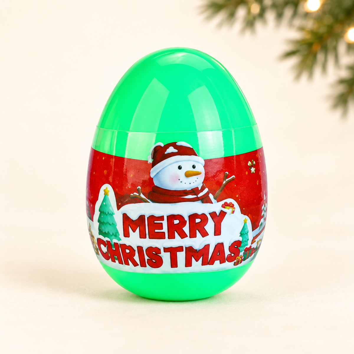 One Christmas capsule toy — example design; color and style supplied at random