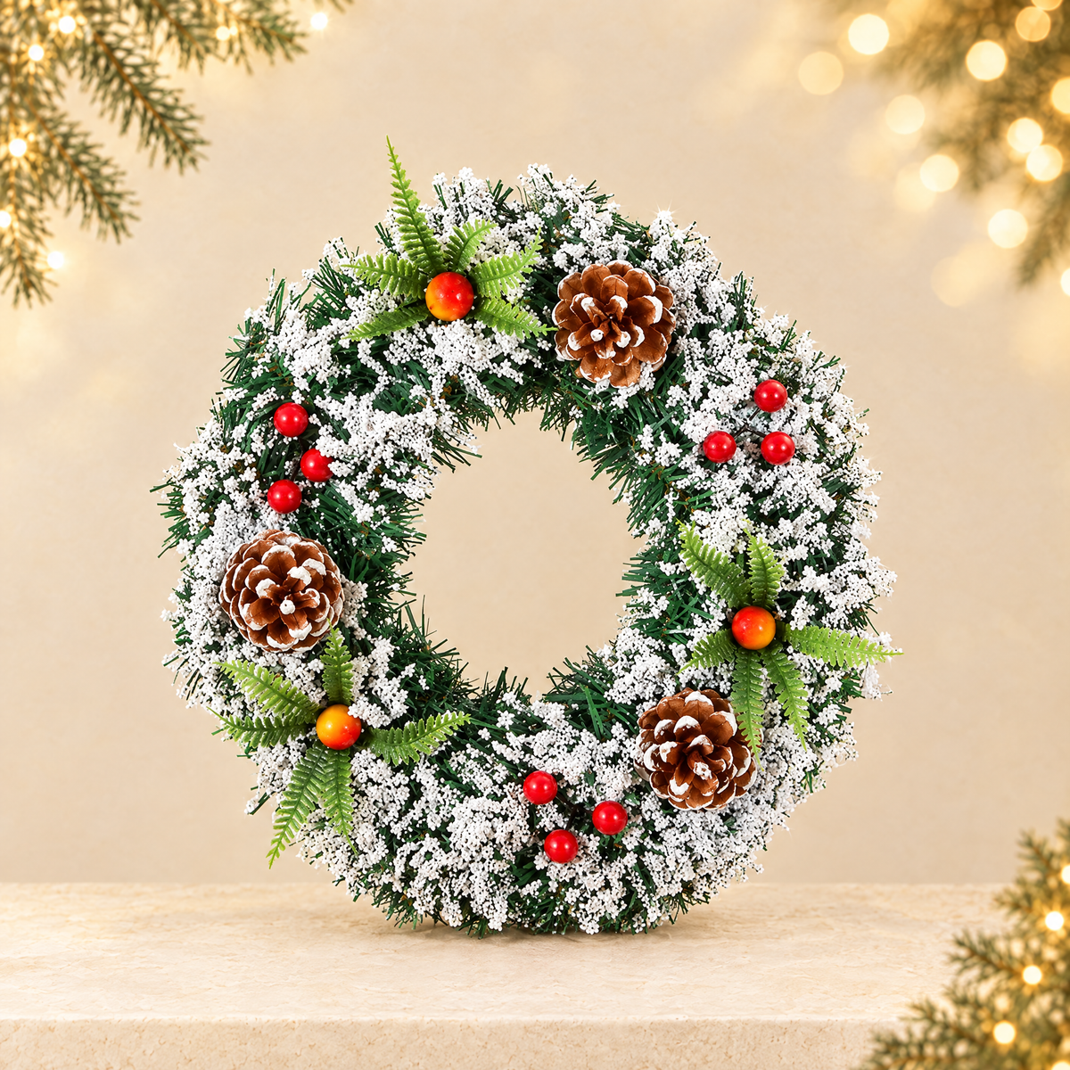 Handmade Christmas Wreath Holiday Decoration — ivory Christmas product photograph
