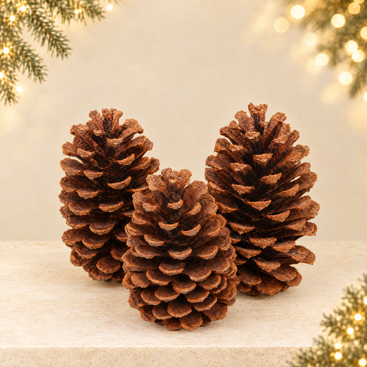 Pinecone Christmas decorations — ivory Christmas product photograph