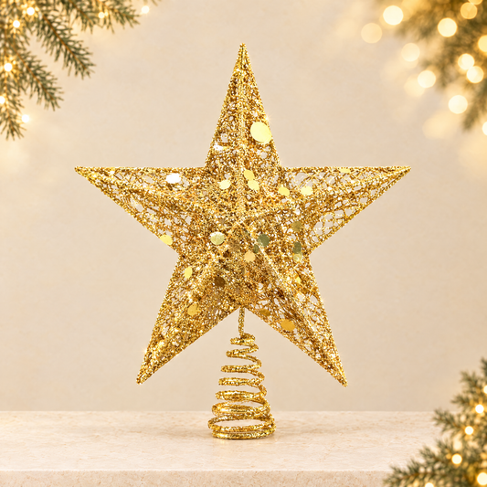 Golden Christmas Tree Topper Star — ivory Christmas product photograph