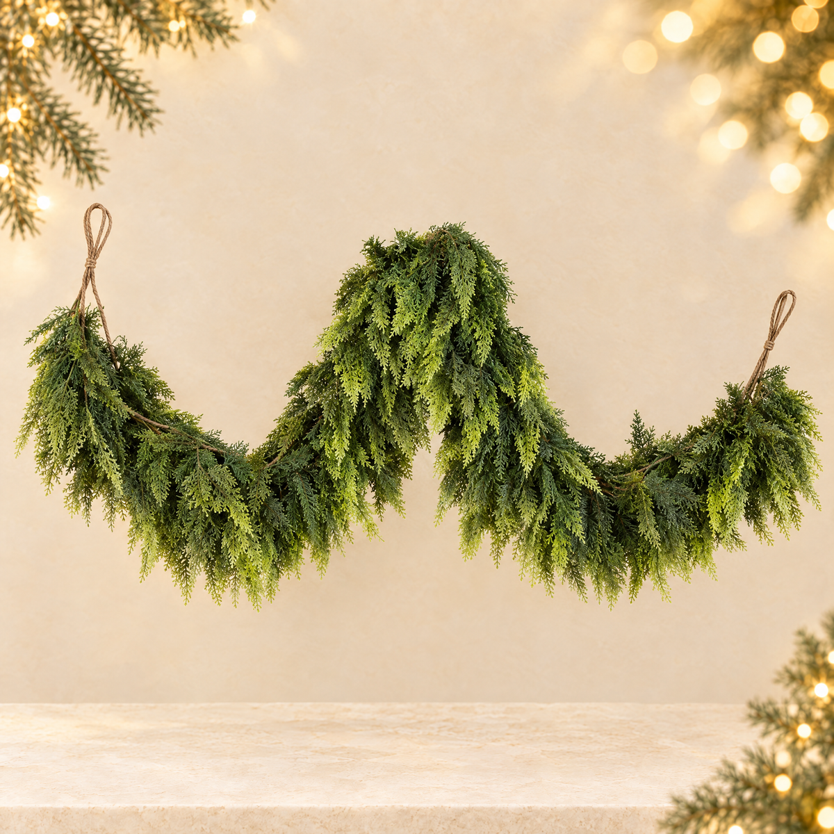 Artificial Christmas Vine Pine Garland — ivory Christmas product photograph