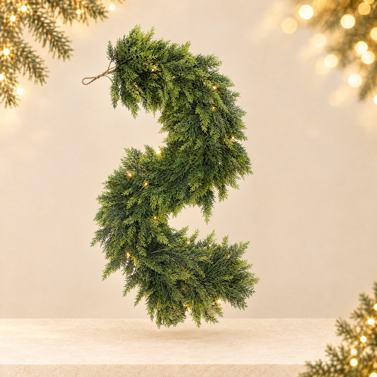 Artificial Cedar Christmas Garland — ivory Christmas product photograph