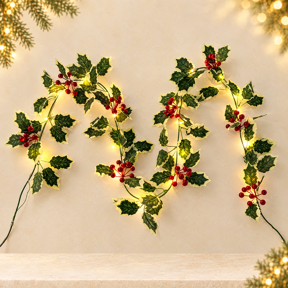 Christmas rattan light — ivory Christmas product photograph