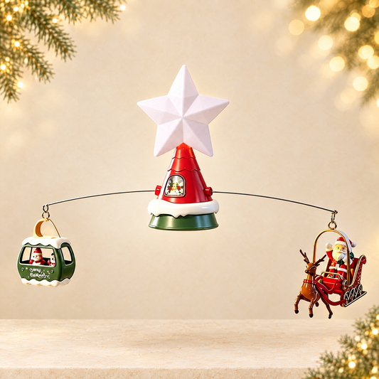 Electric Rotating Christmas Tree Topper Star Decoration — ivory Christmas product photograph