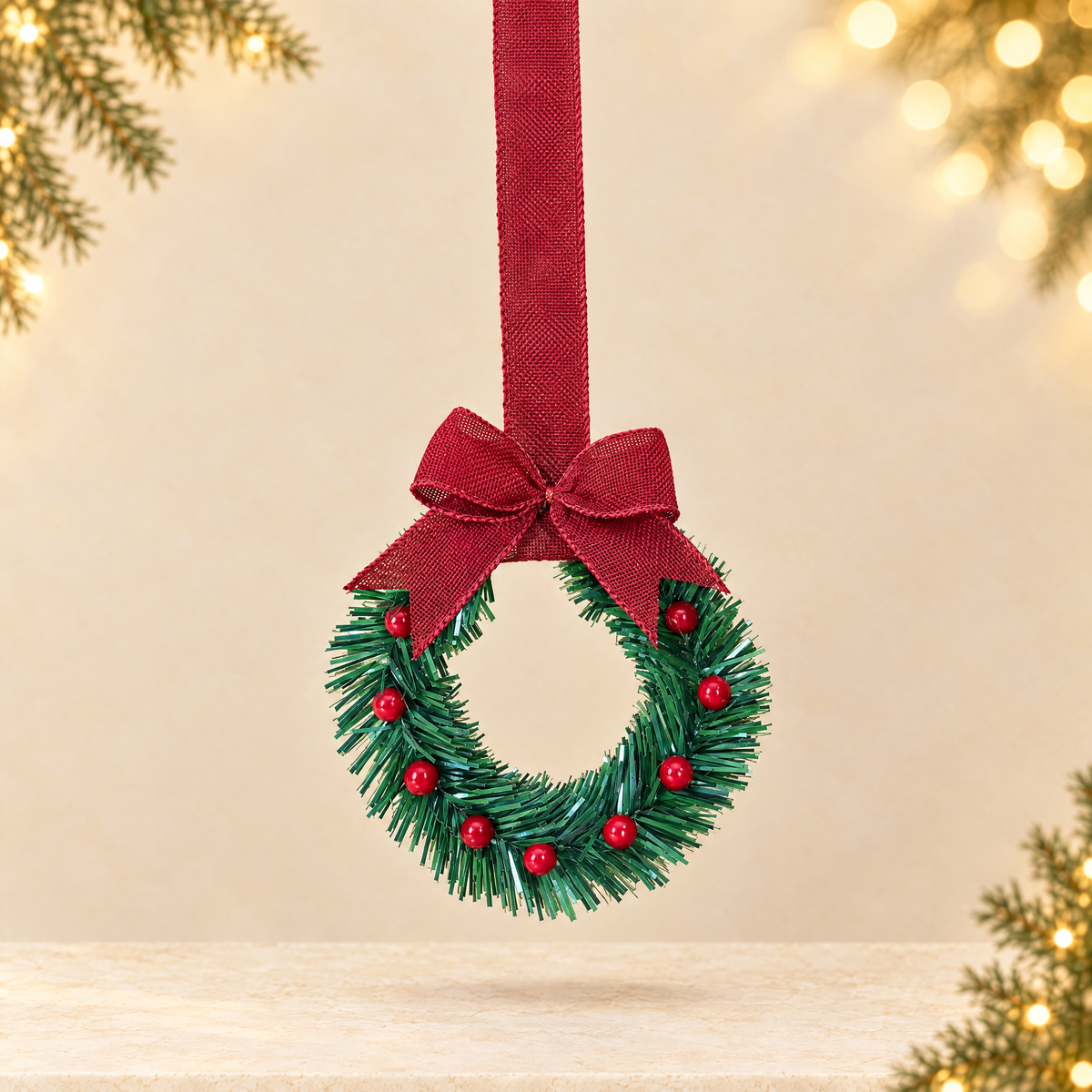 Christmas Decoration Wreath with Berries — ivory Christmas product photograph