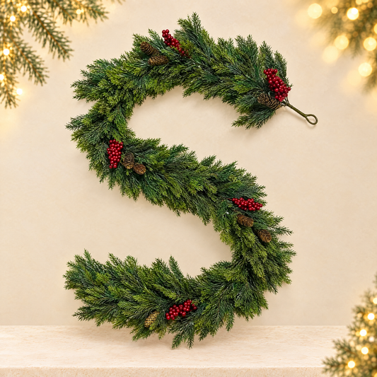 Christmas Cedar Wreath Garland for Home Decoration — ivory Christmas product photograph