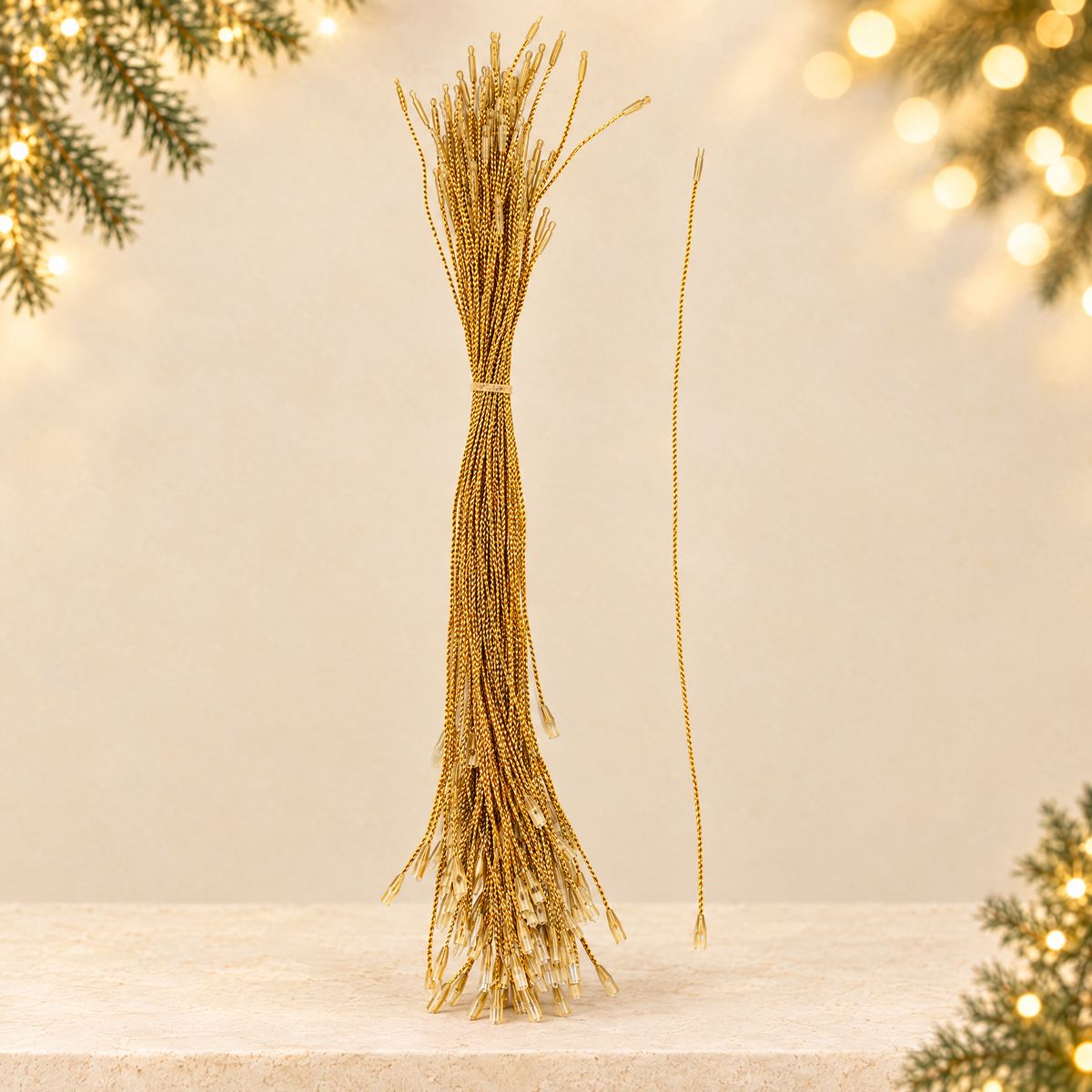 Christmas hanging string — ivory Christmas product photograph