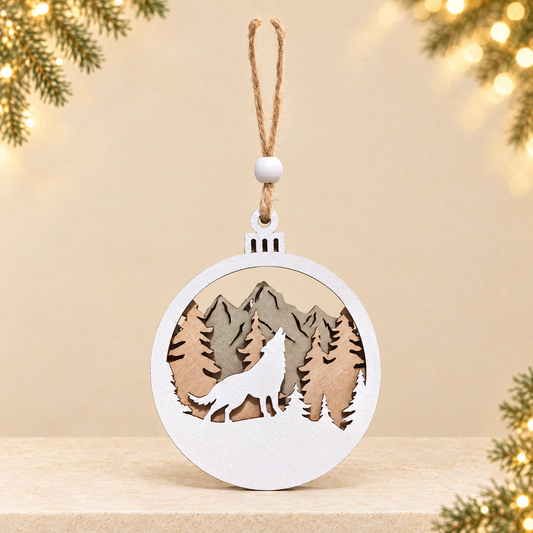 Wooden Christmas ornaments — ivory Christmas product photograph