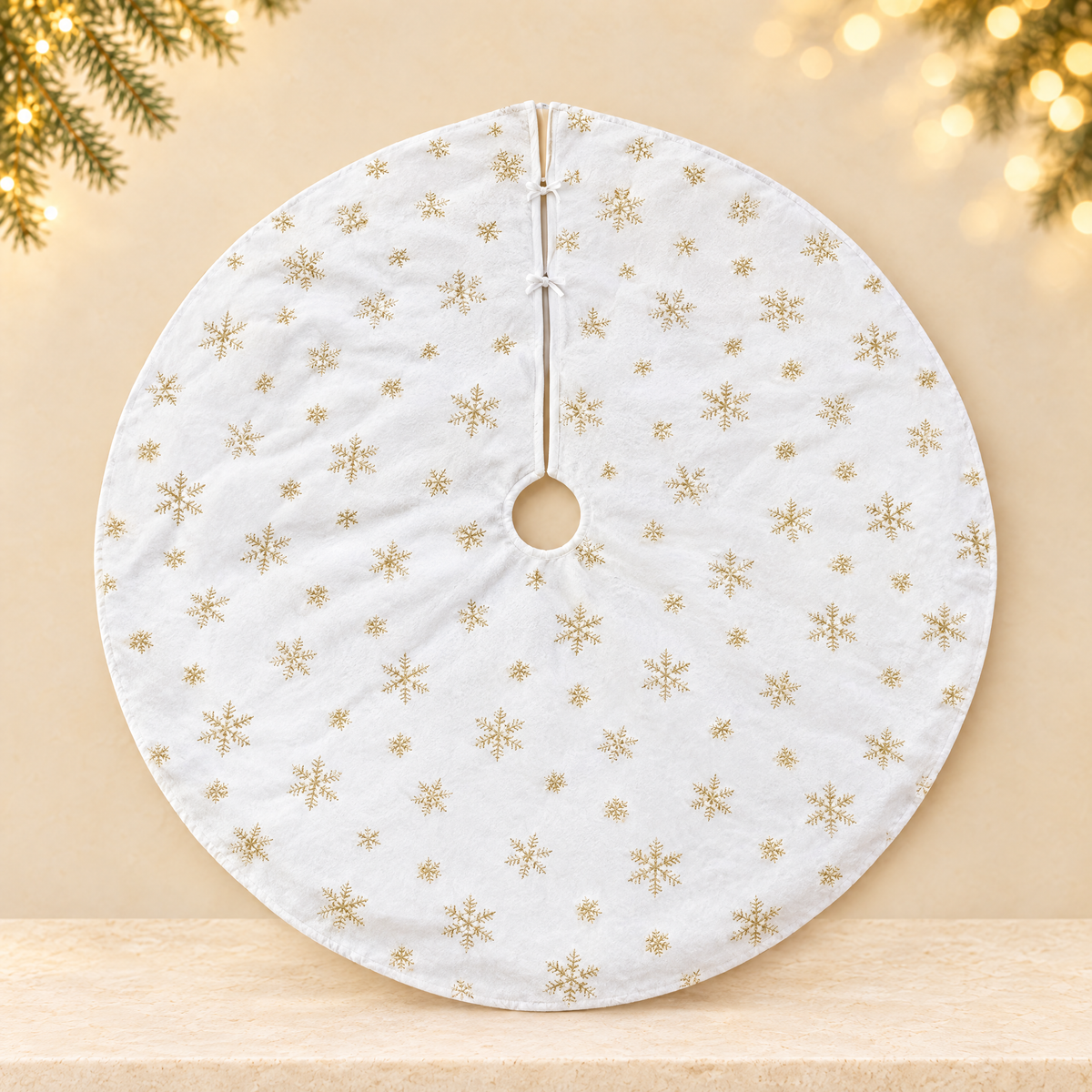 Christmas tree skirt decoration — ivory Christmas product photograph