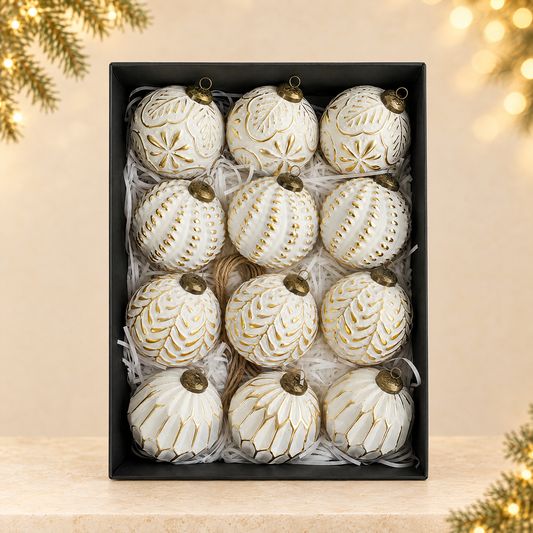 Renaissance-style Christmas ball decoration — ivory Christmas product photograph