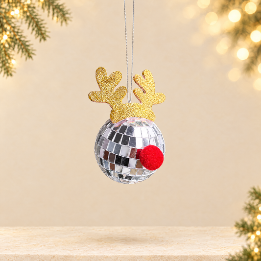 Mirror Elk Horn Christmas Ball Tree Decoration Pendant — ivory Christmas product photograph