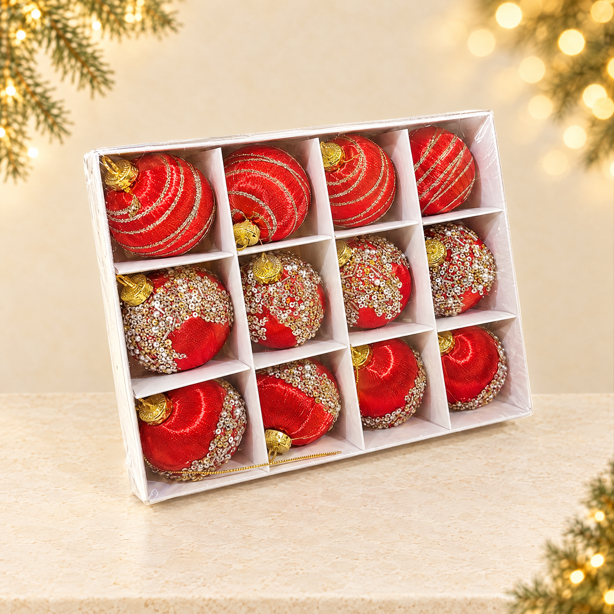 Festive Christmas Tree Decoration Balls — ivory Christmas product photograph