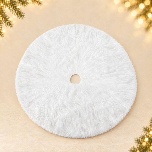 Plush Christmas Tree Skirt — ivory Christmas product photograph