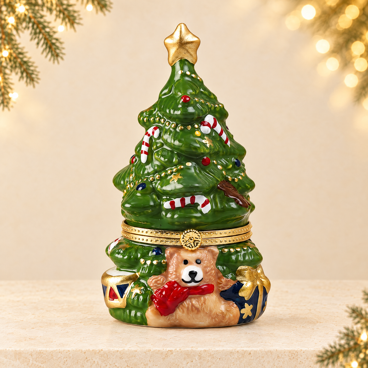 Christmas ceramic ornament — ivory Christmas product photograph