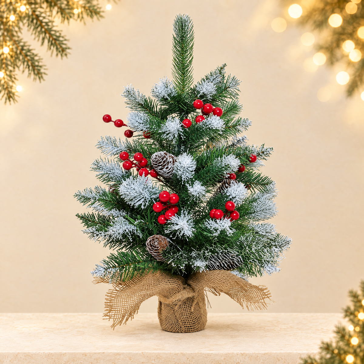 Mini Desktop Christmas Tree Decorations — ivory Christmas product photograph