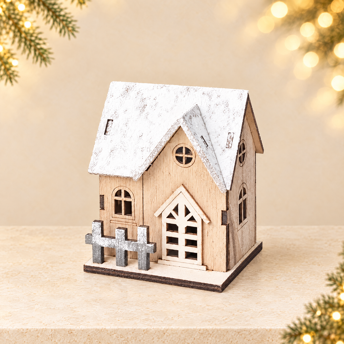 Christmas wooden ornament — ivory Christmas product photograph