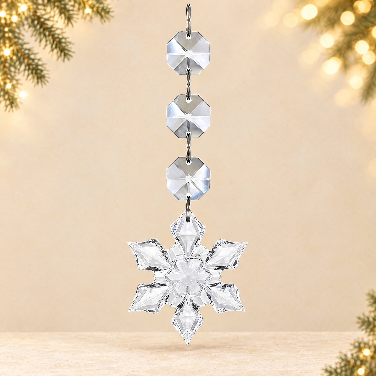Transparent Snowflake Christmas Tree Hanging Ornaments — ivory Christmas product photograph