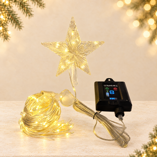 Christmas Leather Wire Tree Top Lights Waterfall Lights — ivory Christmas product photograph