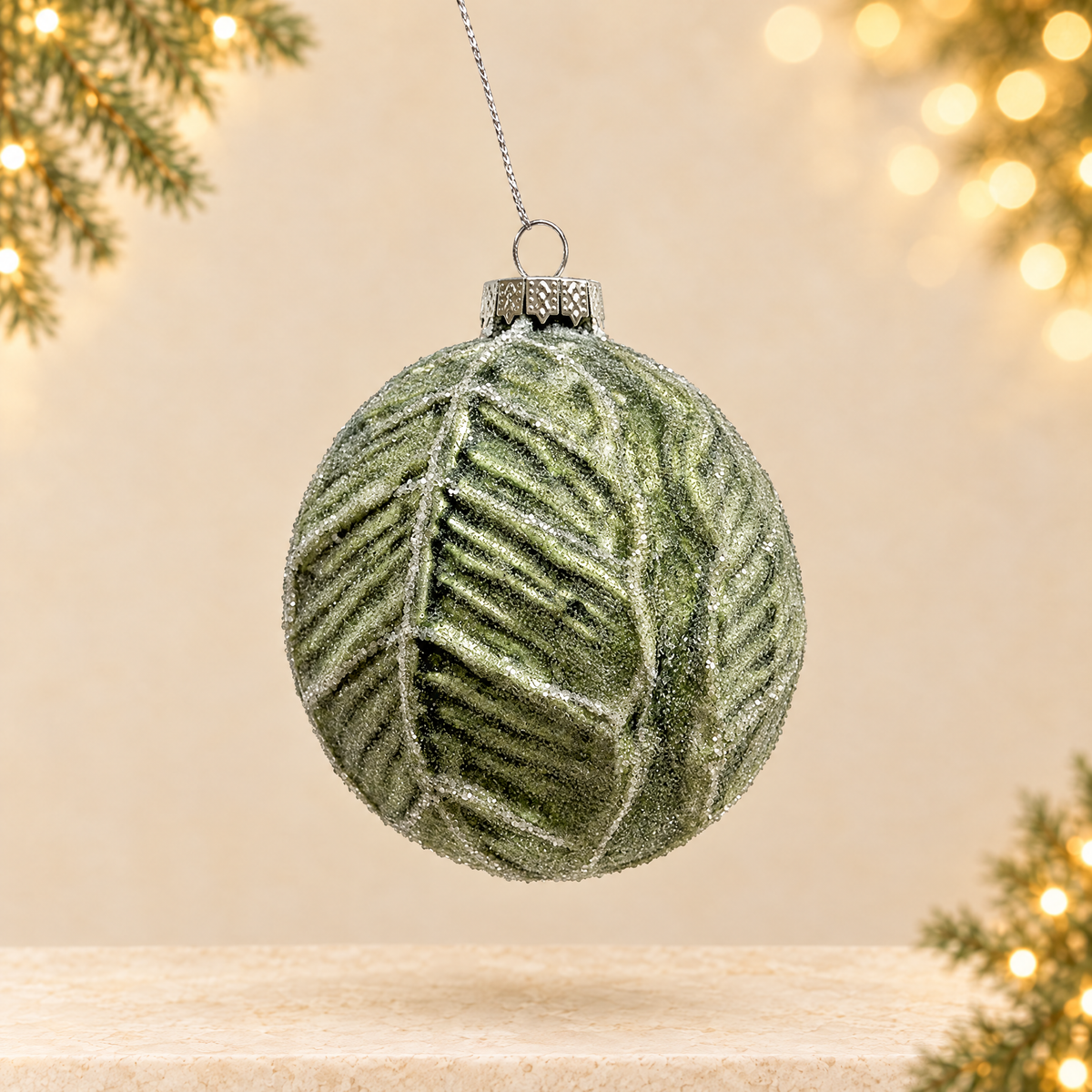 Christmas Glass Decoration Ball — ivory Christmas product photograph
