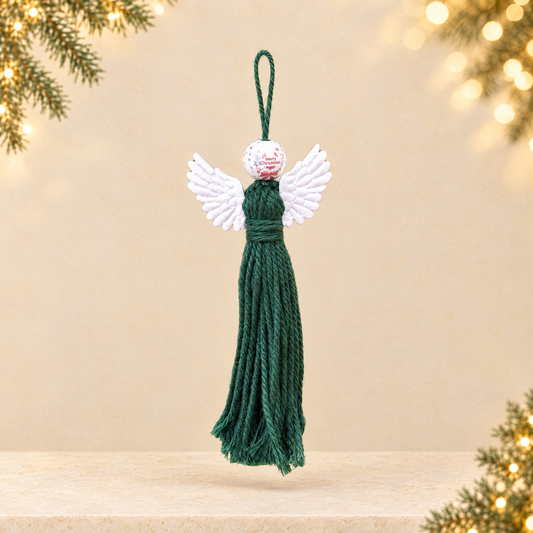 Bohemian Handmade Cotton Rope Christmas Angel Pendant — ivory Christmas product photograph