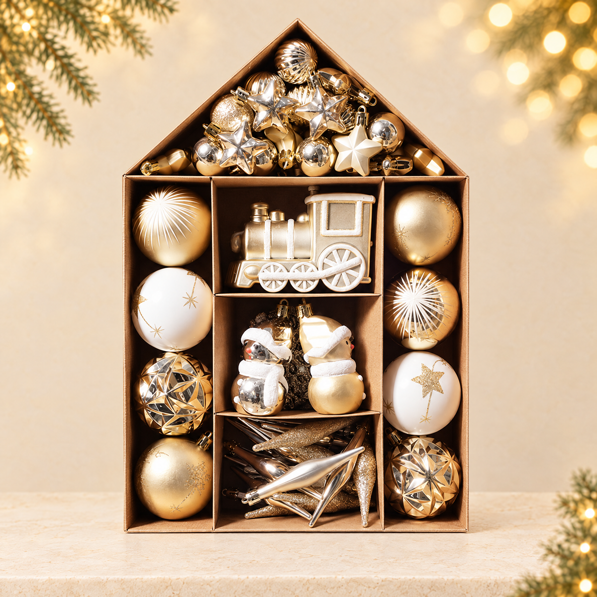 Christmas Tree Ornament Ball Set — ivory Christmas product photograph