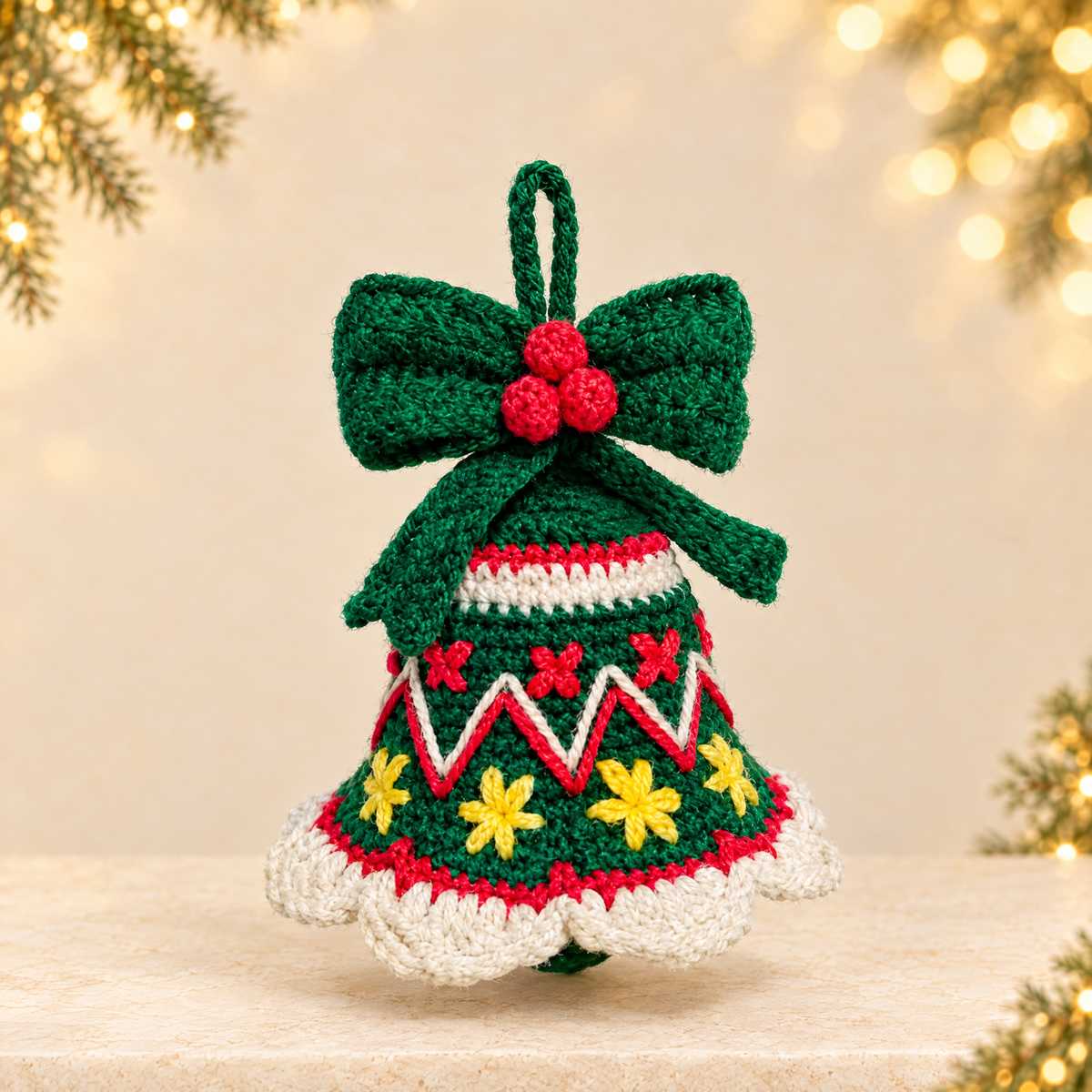 Christmas Bell Wool Ornaments — ivory Christmas product photograph