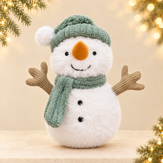 Snowman plush toy — ivory Christmas product photograph