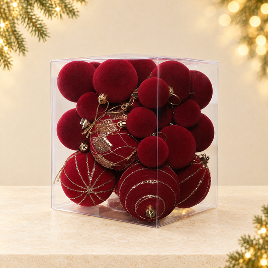 Velvet Flocked Christmas Ball Ornaments — ivory Christmas product photograph