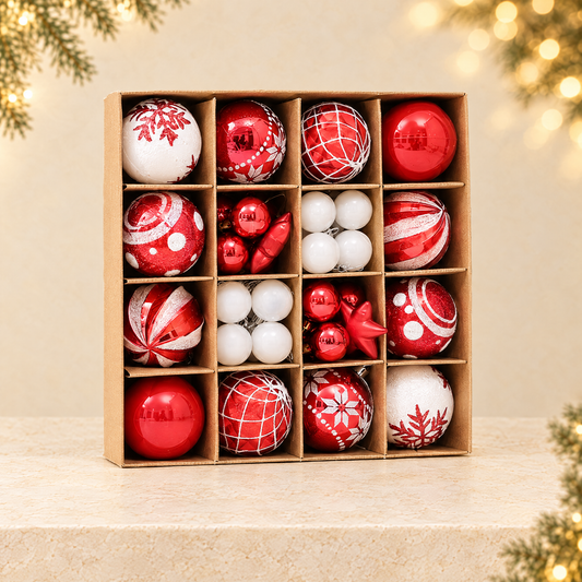 Christmas Decorative Painted Ball Ornaments Gift Set — ivory Christmas product photograph
