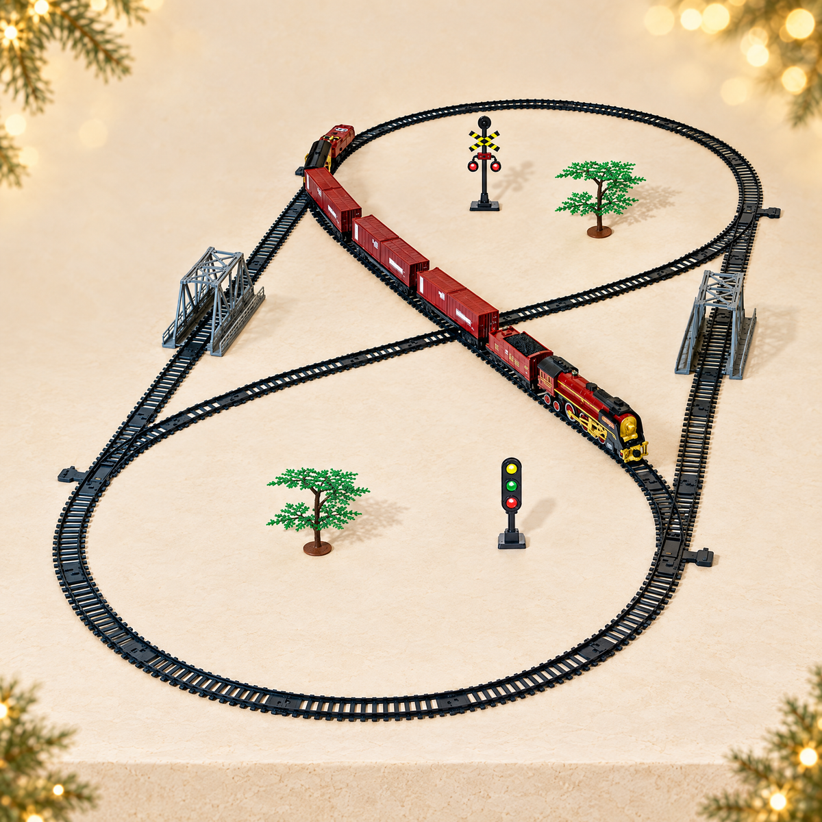 Christmas electric remote control train toy — ivory Christmas product photograph