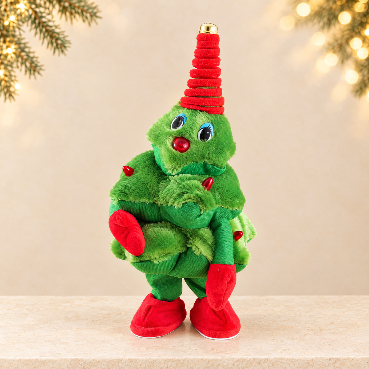 Electric Dancing Plush Christmas Tree Toy — ivory Christmas product photograph