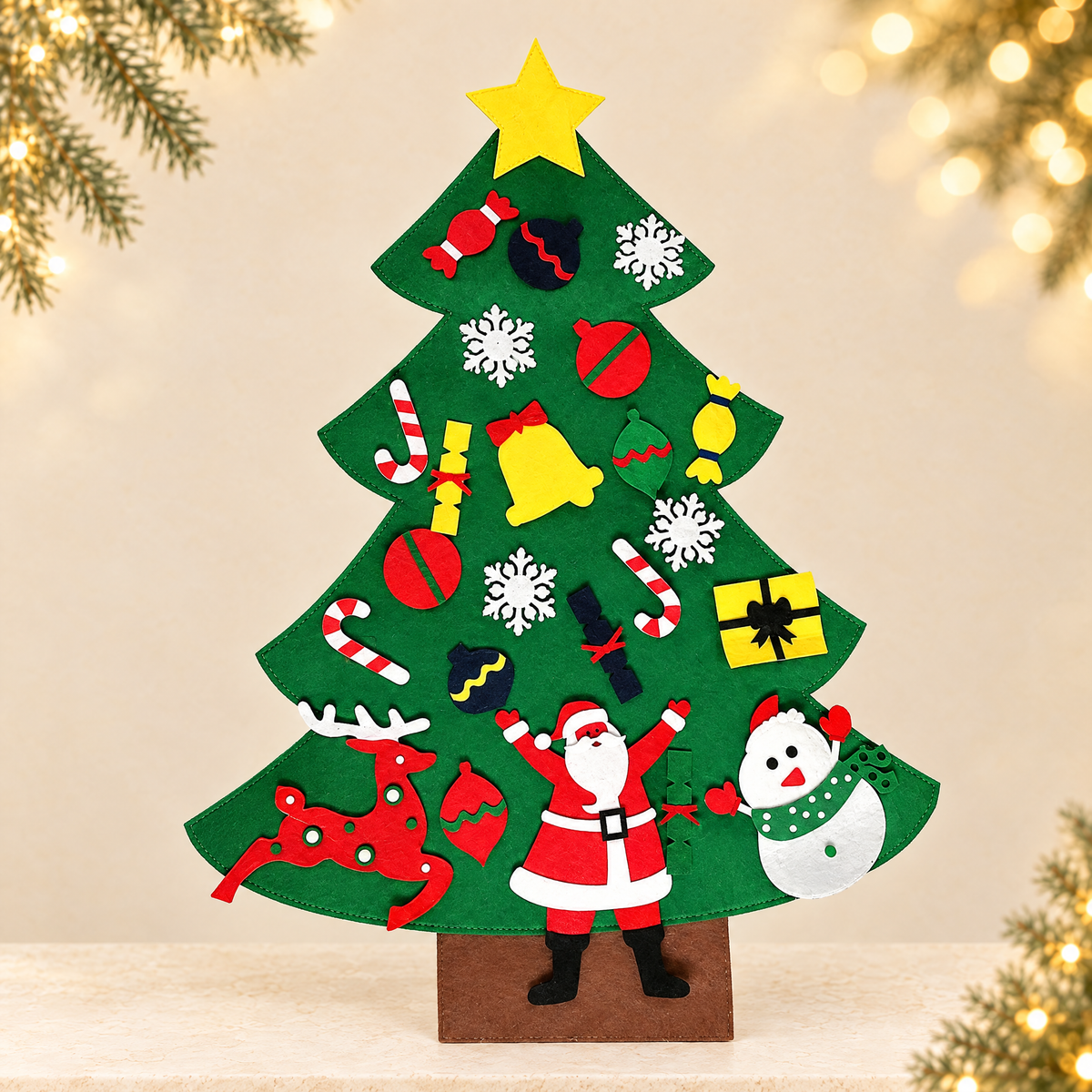 Handmade Felt Christmas Tree Decoration Hanging Ornament — ivory Christmas product photograph