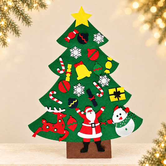 Handmade Felt Christmas Tree Decoration Hanging Ornament — ivory Christmas product photograph