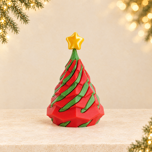 3D Printed Christmas Tree Push Pop Toy — ivory Christmas product photograph