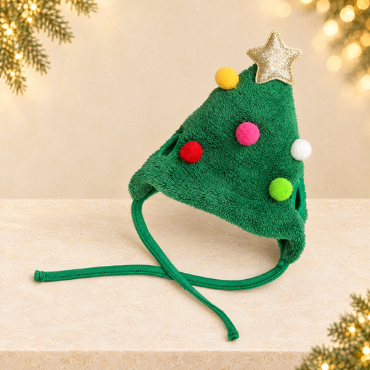 Christmas Pet Hat and Bib — ivory Christmas product photograph
