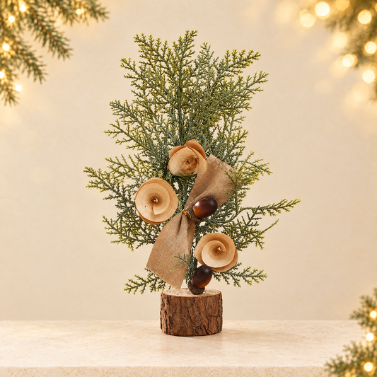 Simulated Mini Christmas Tree Decoration — ivory Christmas product photograph