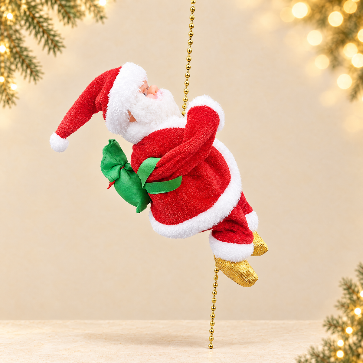 Electric Climbing Santa Claus Christmas Toy — ivory Christmas product photograph