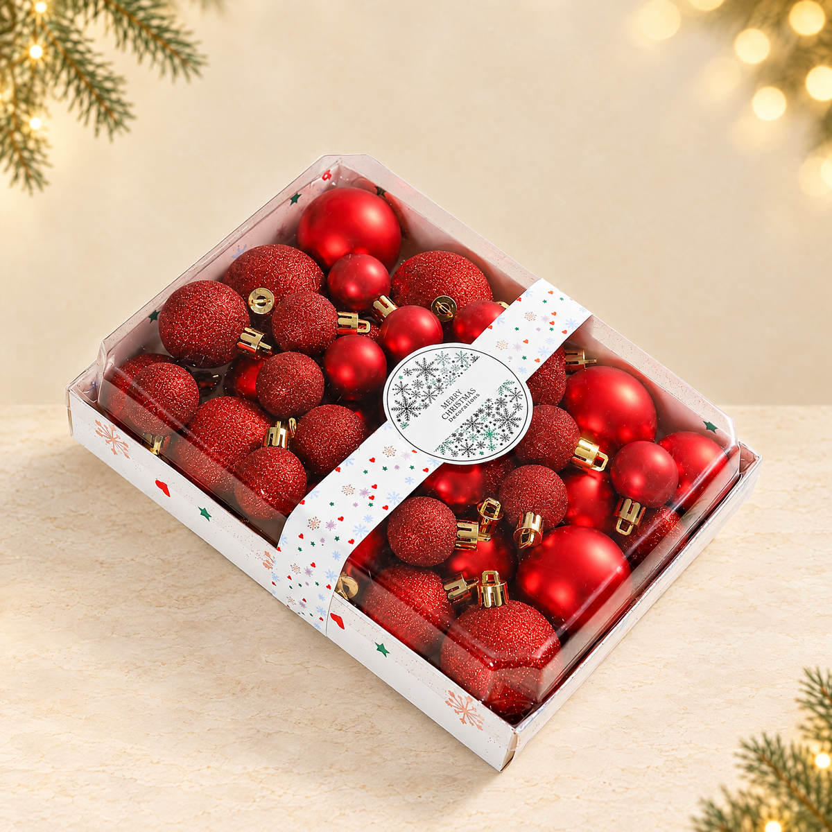 Christmas Ball Ornaments Set 42 Pieces — ivory Christmas product photograph