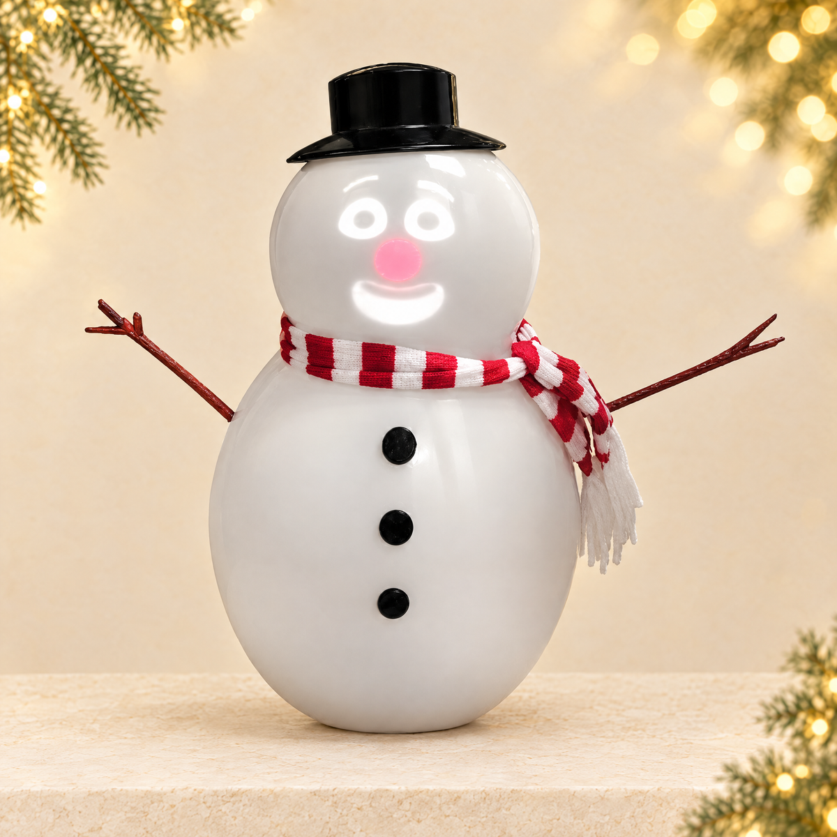 Talking Animated Blink Snowman — ivory Christmas product photograph