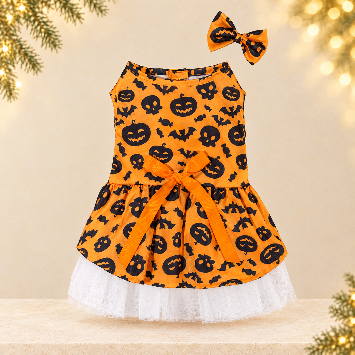 Halloween Christmas Pet Dog Dress Wizard Skirt Bat Costume — ivory Christmas product photograph