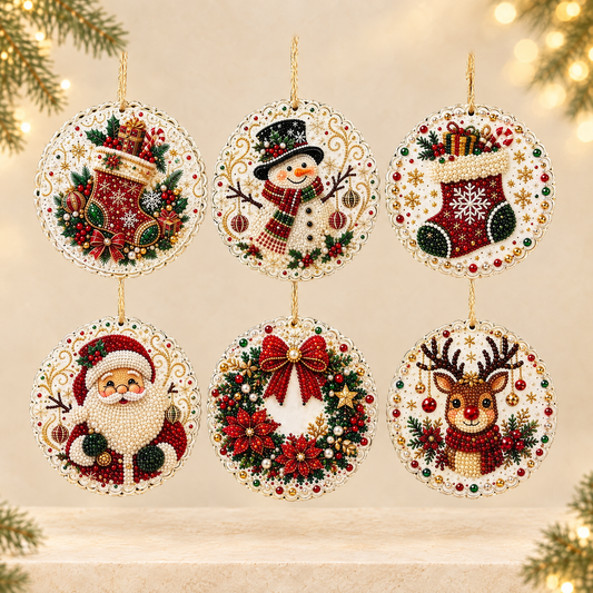 Pearl Christmas Heart Ornament — ivory Christmas product photograph