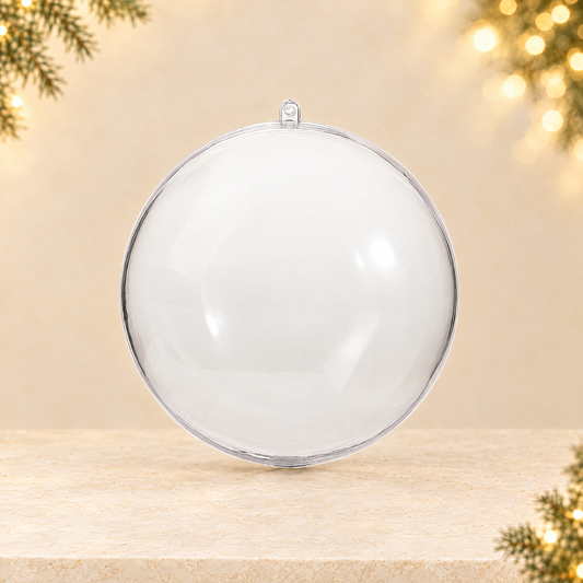 Highly Transparent Round Ball Hollow Ball Christmas Ball Acrylic Decorative Ball Ornaments Toys Transparent Packaging Ball — ivory Christmas product photograph