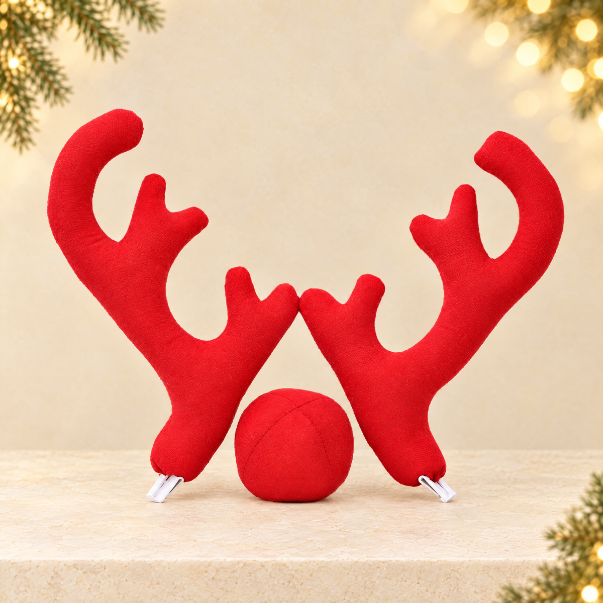 Christmas Car Antler Decoration Set for Vehicle — ivory Christmas product photograph