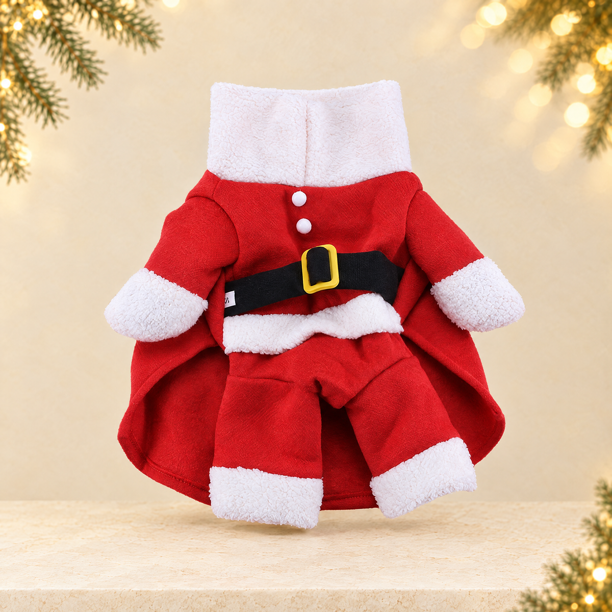Dog Christmas Costume Upright Outfit with Hat — ivory Christmas product photograph
