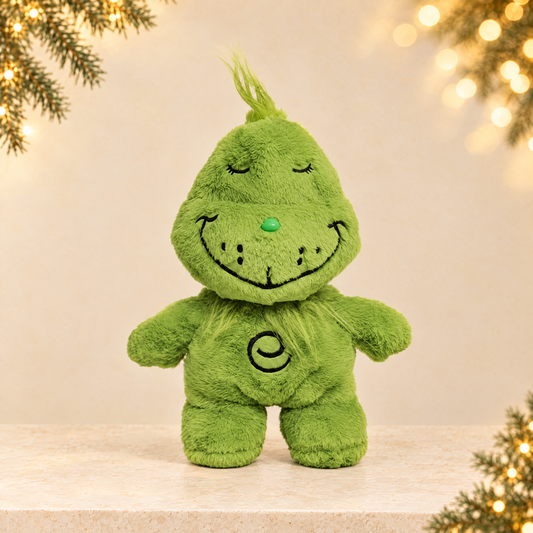 The plush toy of Grinch character — ivory Christmas product photograph