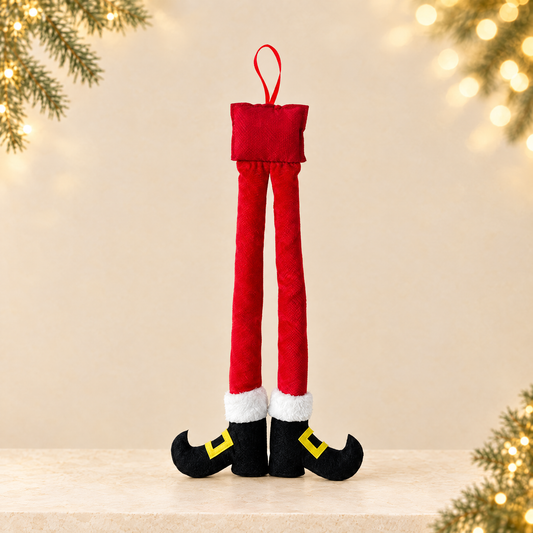 Christmas Elf & Santa Leg Hanging Decoration — ivory Christmas product photograph