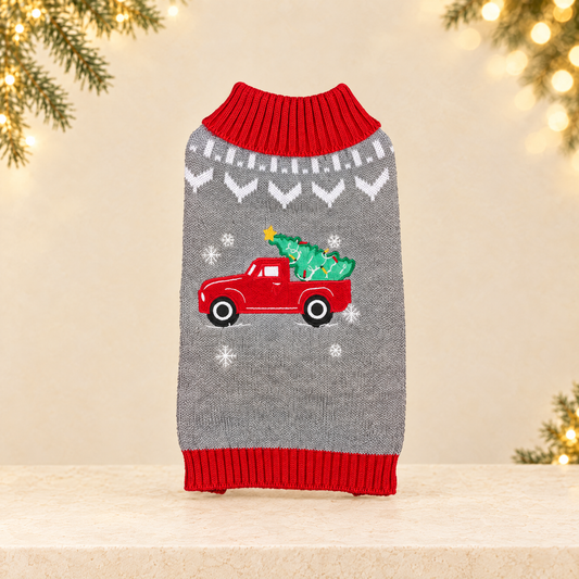 Christmas Pet Sweater with Festive Designs — ivory Christmas product photograph
