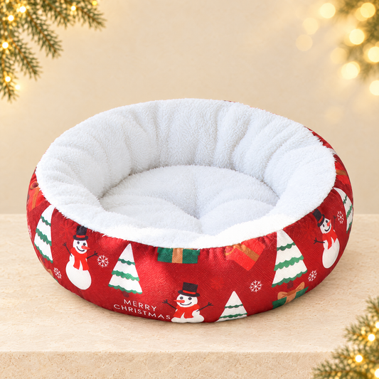 Christmas Round Pet Nest for Cats and Dogs — ivory Christmas product photograph